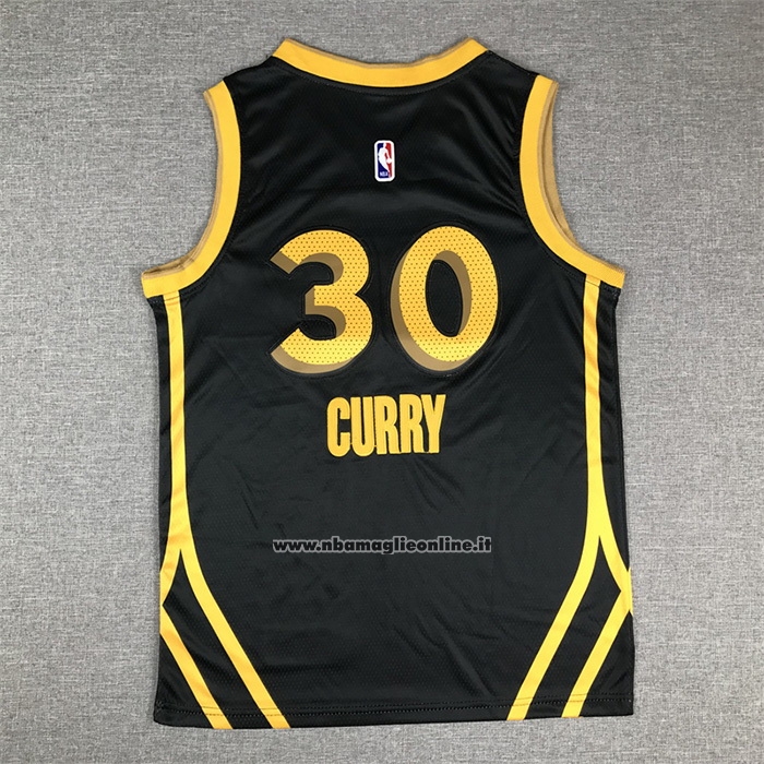 Maglia Bambino Golden State Warriors Stephen Curry #30 Citta 2023-24 Nero